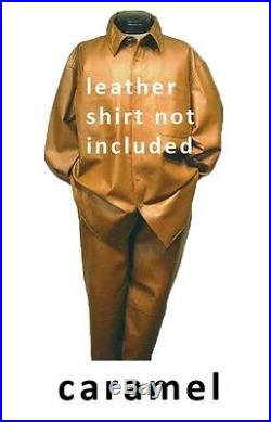Men's leather dress pants pleated slacks genuine leather relaxed fit