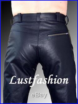 Men s leather pants NEW leather trousers carpenter leather pants new black