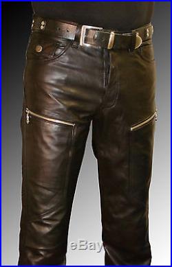 Men`s leather pants black new Designer leather pants trousers LEATHER LINING