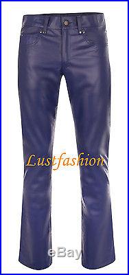 Men`s leather pants new dark blue leather trousers NEW jeans Lederjeans blau