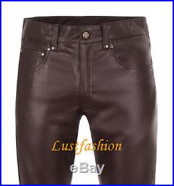 Men`s leather pants new dark brown leather trousers NEW jeans Lederjeans braun
