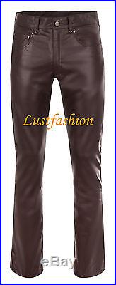 Men`s leather pants new dark brown leather trousers NEW jeans Lederjeans braun
