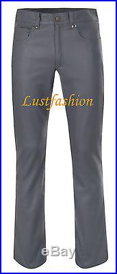 Men`s leather pants new dark grey leather trousers NEW jeans Lederjeans grau