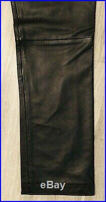 Mens 100% Leather Brown DNKY Motorcycle Pants Size 34