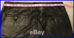 Mens 100% Leather Brown DNKY Motorcycle Pants Size 34