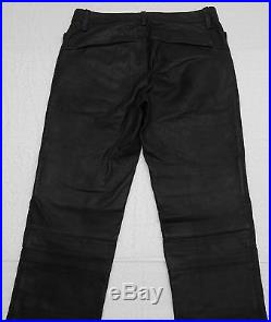 Mens 30 or 32 x 34 Polo Ralph Lauren Black Leather Pants Heavy Motorcycle Biker