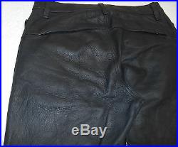 Mens 30 or 32 x 34 Polo Ralph Lauren Black Leather Pants Heavy Motorcycle Biker
