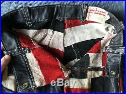 Mens 32 28 vintage Buckboard red black white leather pants punk mod hippy biker