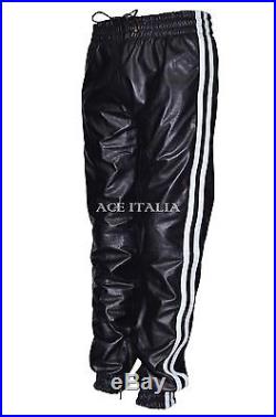 Mens 4051 Napa Real Soft Leather Trousers Sweat Track Pant Zip Jogging Bottom