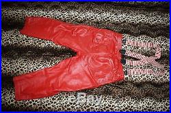 Mens 42 red leather pants & suspenders Bagazio clown owned