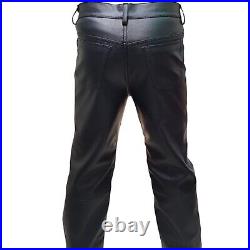 Mens 501 Style Biker Pants Real Leather Sleek And Sexy Motorcycle Jeans Trouser