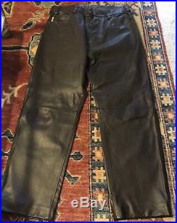 Mens Armani Jeans Brown Leather Jean-Style Pants 36/32