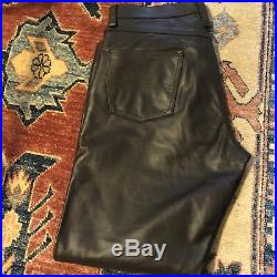 Mens Armani Jeans Brown Leather Jean-Style Pants 36/32