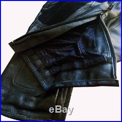 Mens Biker Trousers CE Armoured Motorbike Black Stylish Leather Motorcycle Pants