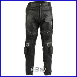 Mens Black Cowhide Leather Motorcycle / Motorbike Trousers / Pants With Sliders
