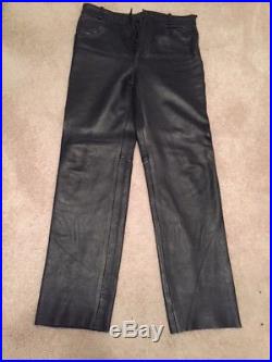 Mens Black Leather Pants 34 Waist