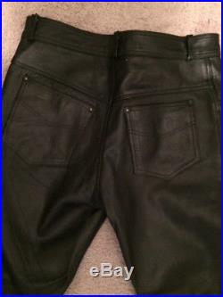 Mens Black Leather Pants 34 Waist