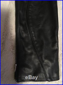 Mens Black Leather Trousers & Front & Back Zip W32, L34 Gay Fetish Interest