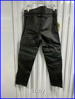 Mens Black Leather XXXL Elastic Waist Motorcycle Pants