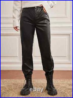 Mens Black leather Pant Motorcycle Biker Trousers Style Skinny Fit Leather Pants