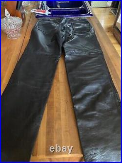 Mens Black leather pants Wilson Vintage, size 34x34, excellent condition