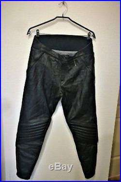 Mens DAINESE Leather Biker Pants Trousers Motorcycle Riding Armored Black Sz 52