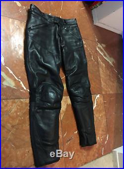 Mens DIANESE Black Leather Knee Pad Motorcycle Motorbike Pants 31/32-48 #BUTTON