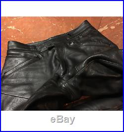 Mens DIANESE Black Leather Knee Pad Motorcycle Motorbike Pants 31/32-48 #BUTTON
