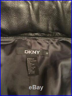 Mens DKNY Black Leather Motorcycle Pants Sz 38