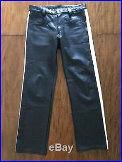 Mens Expectations London Leather Pants Trousers 32x29 Black
