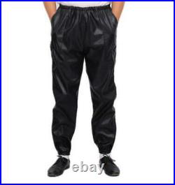 Mens Faux Leather Pants Fashion Motorcycle Loose Fit Work Winter Trousers New #