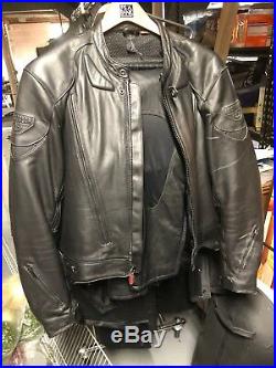 Mens FirstGear Leather Motorcycle Jacket AND Matching Leather Pants Size 48J 38p