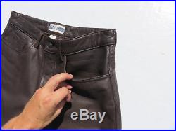 Mens GAP Brown 100% Leather Button Fly Lined Pants 33 x 31.5 MINT! $225