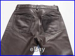 Mens GAP Brown 100% Leather Button Fly Lined Pants 33 x 31.5 MINT! $225