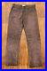 Mens-Gap-Distressed-Faded-Brown-Leather-Pants-Jeans-33x32-Thrashed-Wearable-2002-01-tjgk