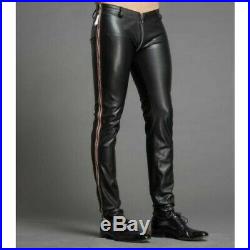 Mens Genuine Leather Black Shinny Jeans Pants Leather Men Trousers