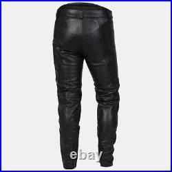 Mens Genuine Sheep Leather Biker Pant with Zipper Closure real Leather