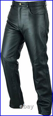 Mens Genuine Sheep Leather Biker Pant with Zipper Closure real Leather trousers