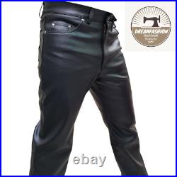 Mens Genuine Sheep Leather Pants with Zipper Closure 501 Levis Biker Style Pants