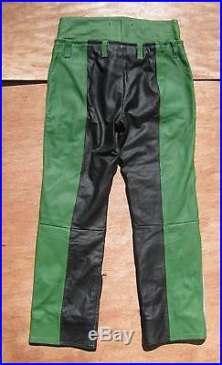 Mens German Motorcycle Police -leather jacket-suit -sz 40 med- 34X32 -pants
