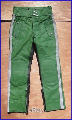 Mens German Motorcycle Police -leather jacket-suit -sz 40 med- 34X32 -pants