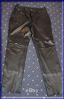 Mens Harley Davidson Black Leather Pants Size 36 Large