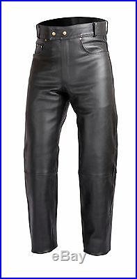 Mens Heavy Duty Motorcycle Black Leather Pants Jeans Style Five Pockets PT54