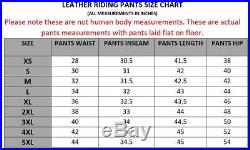 Mens Heavy Duty Motorcycle Black Leather Race Pants with Slider and Armor PT52