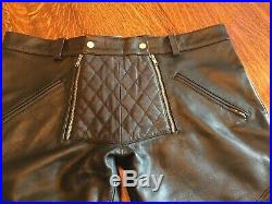 Mens Heavy Leather Blk Pants Size 42 Textured