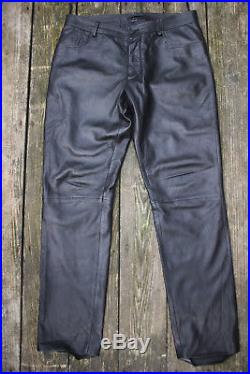 Mens Helmut Lang Lambskin Leather Jeans 5 Pocket Pants 34 x 32 Italy Black