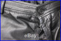 Mens Helmut Lang Lambskin Leather Jeans 5 Pocket Pants 34 x 32 Italy Black