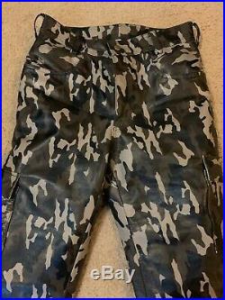 Mens Hot Genuine Leather Camo Pants Nightclub Trousers Kink Gay Bluf Trousers