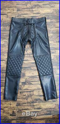 Mens Hot Stylish Quilted Pant Convertible Into Chap BLUF Gay Genuine LEATHER