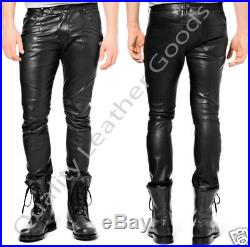 Mens Leather Jeans Thigh Fit Outrageously Luxury Pants Trousers 1fn